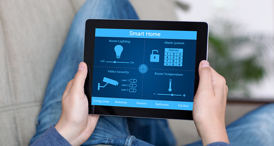 The ability to access and control security components from a mobile device is one of the top smart home trends in Jacksonville. Close-up of smart home security app.